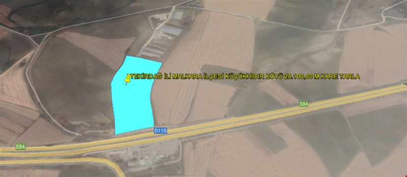 TEKİRDAĞ İLİ MALKARA İLÇESİ KÜÇÜKHIDIR KÖYÜ 28.100,00 M KARE TARLA