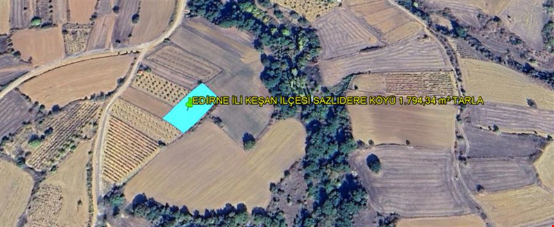 EDİRNE İLİ KEŞAN İLÇESİ SAZLIDERE KÖYÜ İKİ PARSEL TOPlAMI 3.566,58 m² TARLA