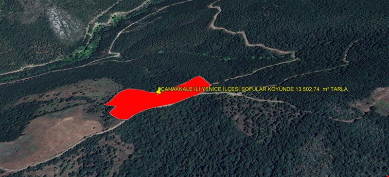ÇANAKKALE İLİ YENİCE İLÇESİ SOFULAR KÖYÜNDE 13.502,74  m² TARLA