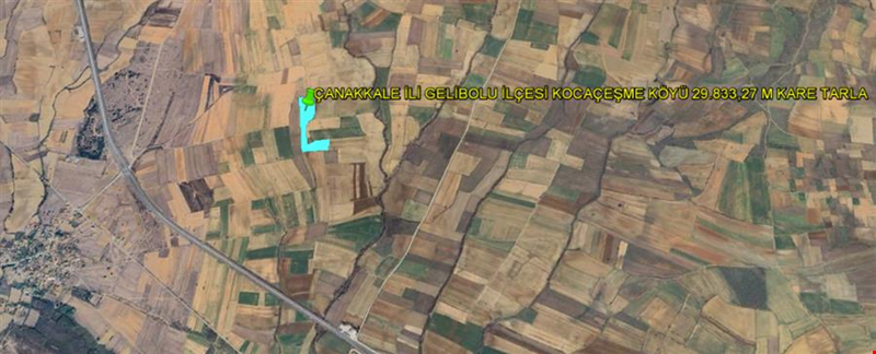 ÇANAKKALE İLİ GELİBOLU İLÇESİ KOCAÇEŞME KÖYÜ 29.833,27 M KARE TARLA