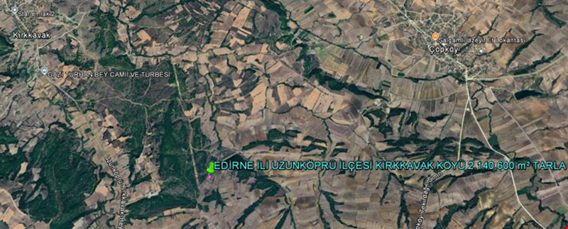 EDİRNE İLİ UZUNKÖPRÜ İLÇESİ KIRKKAVAK KÖYÜ 2.140,00 m² TARLA