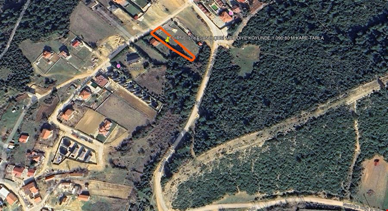 EDİRNE İLİ KEŞAN İLÇESİ MECİDİYE KÖYÜNDE 1.090,80 m²  TARLA KADASTROL YOLU MEVCUT