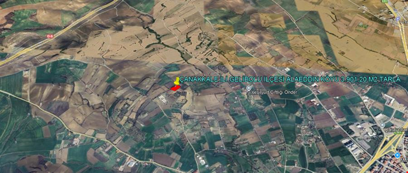 ÇANAKKALE İLİ GELİBOLU İLÇESİ ALAEDDİN KÖYÜ 3.901,20 M2 TARLA