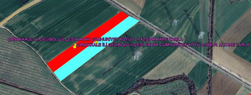 ÇANAKKALE İLİ GELİBOLU İLÇESİ KAVAK CUMHURİYET KÖYÜ 20.130,01 M KARE TARLA