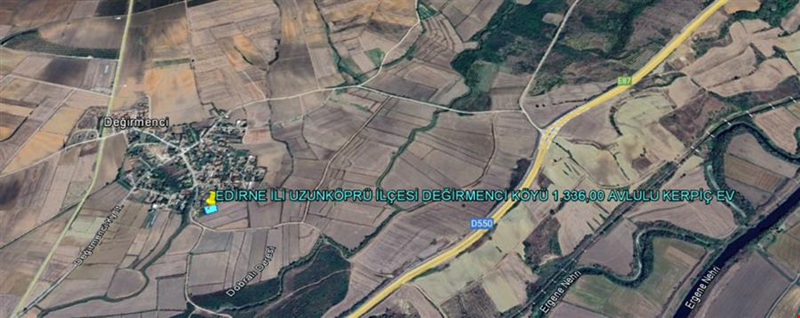 EDİRNE İLİ UZUNKÖPRÜ İLÇESİ DEĞİRMENCİ KÖYÜ 1.336,00 m² AVLULU KERPİÇ EV