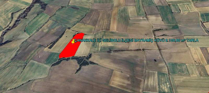 ÇANAKKALE İLİ GELİBOLU İLÇESİ BAYRAMİÇ KÖYÜ 8.109,19 m² TARLA
