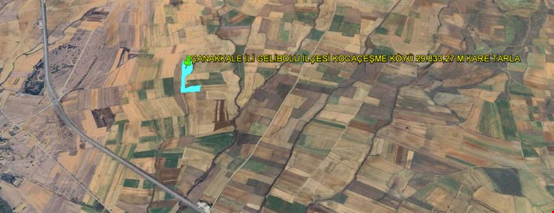 ÇANAKKALE İLİ GELİBOLU İLÇESİ KOCAÇEŞME KÖYÜ 29.833,27 M KARE TARLA