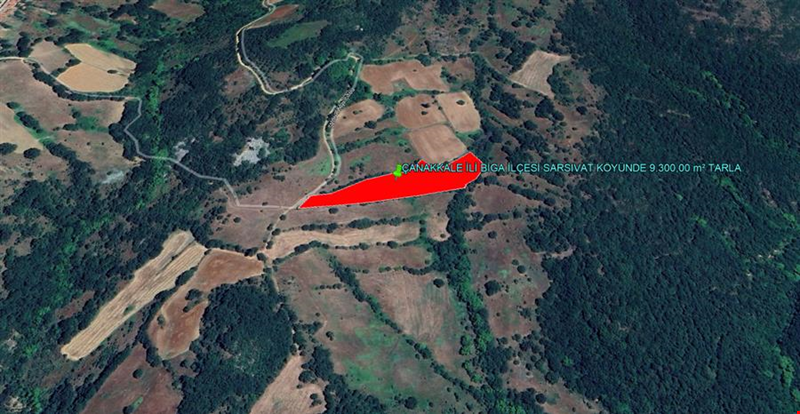 ÇANAKKALE İLİ BİGA İLÇESİ SARSIVAT KÖYÜNDE 9.300,00  m² TARLA