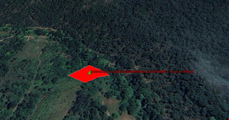 ÇANAKKALE İLİ ÇAN İLÇESİ BARDAKÇILAR KÖYÜNDE 1.163,53  m² BAHÇE
