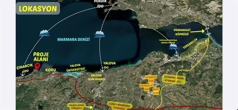 YALOVA İLİ ÇINARCIK İLÇESİ KORU MEVKİİNDE İMARLI 8.708,00 m² ARSA