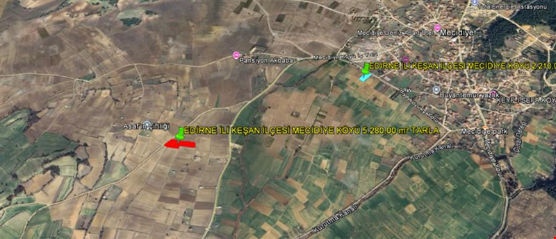 EDİRNE İLİ KEŞAN İLÇESİ MECİDİYE KÖYÜ 5.280,00 m² DENİZ GÖRÜR TARLA