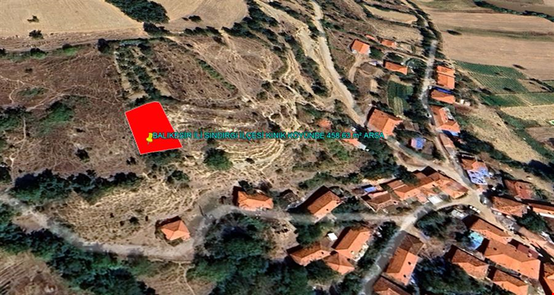 BALIKESİR İLİ SINDIRGI İLÇESİ KINIK KÖYÜNDE 458,63  m² ARSA