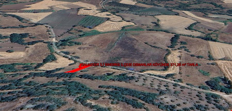 BALIKESİR İLİ SINDIRGI İLÇESİ OSMANLAR KÖYÜNDE 371,26  m² TARLA
