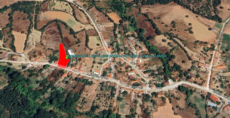 ÇANAKKALE İLİ BİGA İLÇESİ KAZMALI KÖYÜNDE 1.539,60  m² BAHÇE