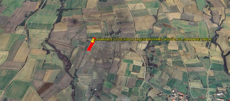 ÇANAKKALE İLİ GELİBOLU İLÇESİ BAYRAMİÇ KÖYÜ 3.751,38 M KARE TARLA