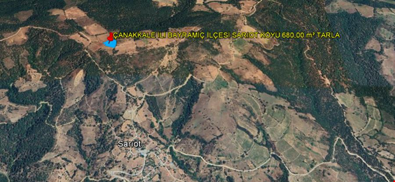 ÇANAKKALE İLİ BAYRAMİÇ İLÇESİ SARIOT KÖYÜ 680,00 m²  TARLA