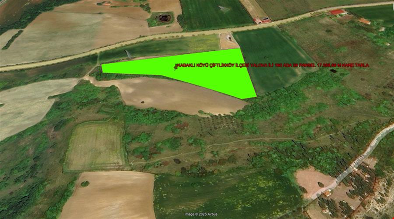 YALOVA ÇİFTLİKKÖY KABAKLI KÖYÜ YAKINI 17.398,66 M KARE TARLA