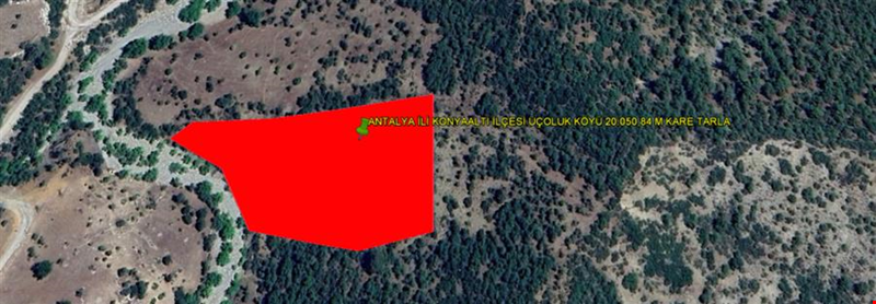 ANTALYA İLİ KONYAALTI İLÇESİ ÜÇOLUK KÖYÜ 20.050,84 M KARE TARLA