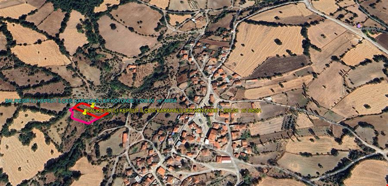 BALIKESİR İLİ KEPSUT İLÇESİ KARAHALİLLER KÖYÜNDE 1.200,00  m² ARSA