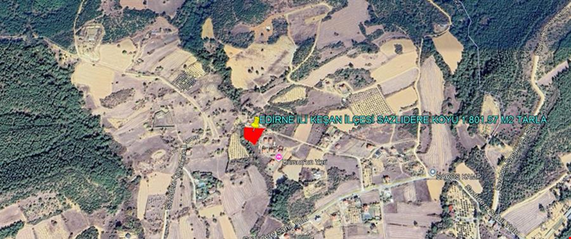 EDİRNE İLİ KEŞAN İLÇESİ SAZLIDERE KÖYÜ 1.801.57 m²  TARLA