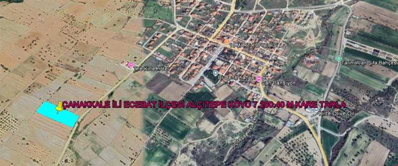 ÇANAKKALE İLİ ECEABAT İLÇESİ ALÇITEPE KÖYÜ 7.200,40 M KARE TARLA