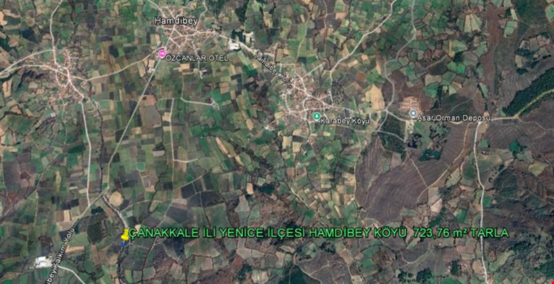 ÇANAKKALE PROVINCE YENİCE COUNTY HAMDIBEY VILLAGE 723,76 m² LAND