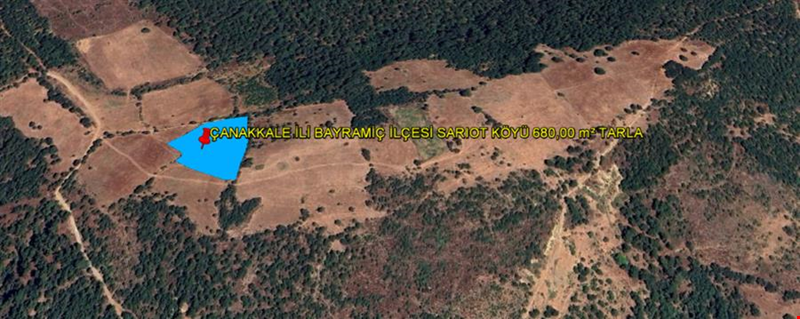 ÇANAKKALE İLİ BAYRAMİÇ İLÇESİ SARIOT KÖYÜ 680,00 m²  TARLA